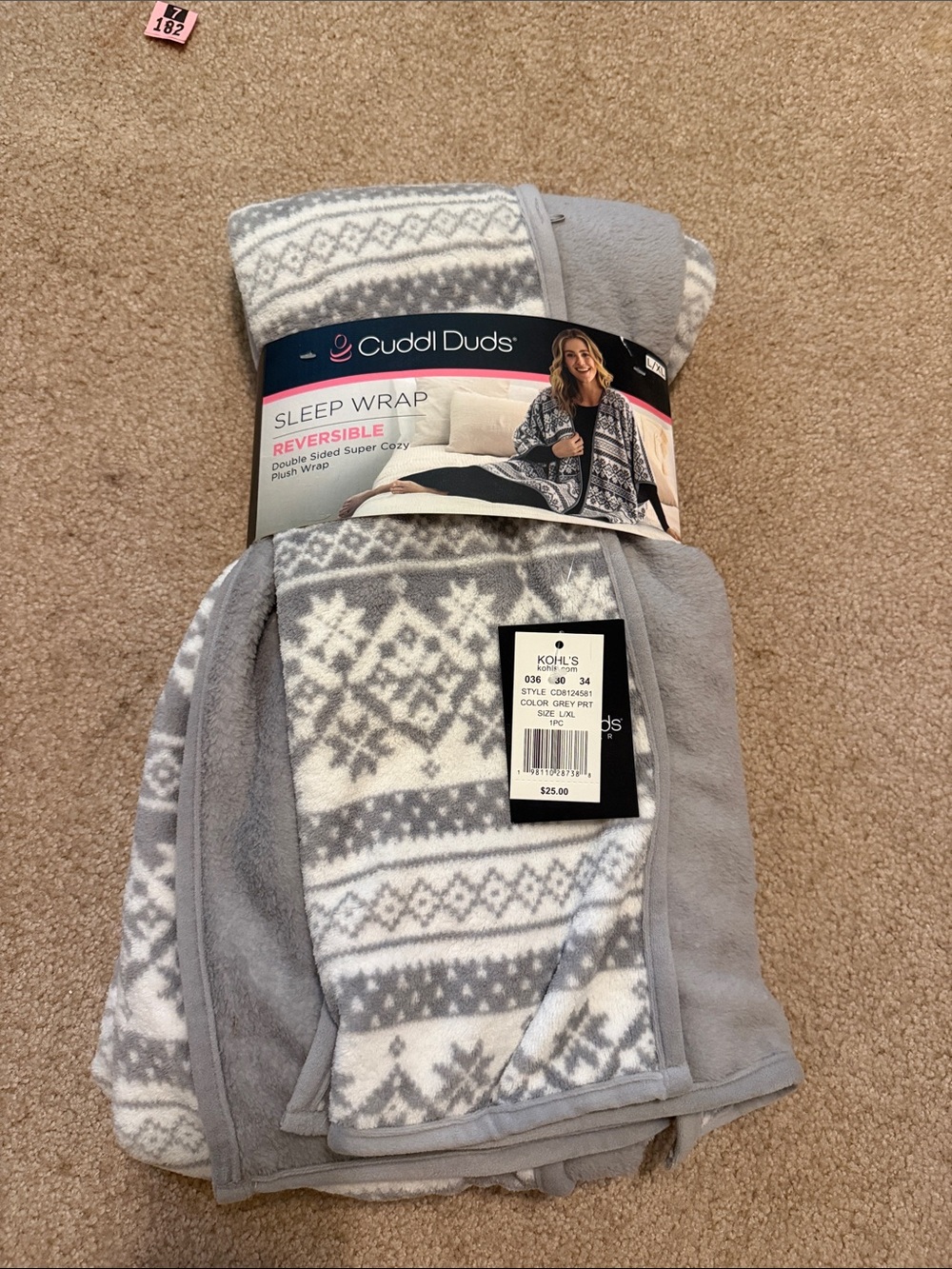 Cuddl Duds Gray & White Reversible Sleep Wrap